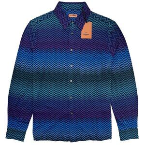 SOLD | Missoni Chevron Knit Shirt M Zigzag Degrade Cotton Mens